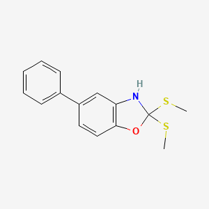 molecular formula C15H15NOS2 B14213781 2,2-Bis(methylsulfanyl)-5-phenyl-2,3-dihydro-1,3-benzoxazole CAS No. 827599-13-3