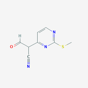 molecular formula C8H7N3OS B1421380 2-(2-(甲硫基)嘧啶-4-基)-3-氧代丙腈 CAS No. 1111637-81-0