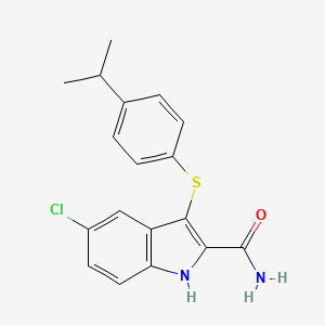 molecular formula C18H17ClN2OS B14213824 1H-Indole-2-carboxamide, 5-chloro-3-[[4-(1-methylethyl)phenyl]thio]- CAS No. 540740-78-1