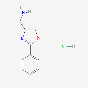 molecular formula C10H11ClN2O B1421401 (2-Phenyloxazol-4-YL)methanamine hydrochloride CAS No. 33105-95-2