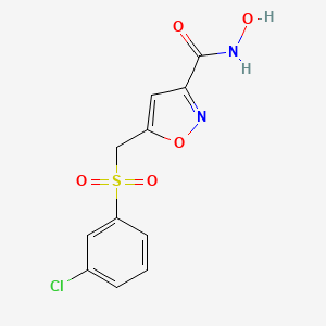 molecular formula C11H9ClN2O5S B14214036 3-Isoxazolecarboxamide, 5-[[(3-chlorophenyl)sulfonyl]methyl]-N-hydroxy- CAS No. 823220-25-3