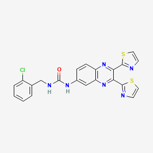 molecular formula C22H15ClN6OS2 B14214228 N-[2,3-Bis(1,3-thiazol-2-yl)quinoxalin-6-yl]-N'-[(2-chlorophenyl)methyl]urea CAS No. 832080-80-5