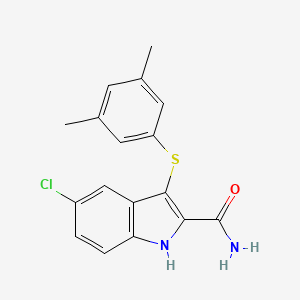 molecular formula C17H15ClN2OS B14214261 1H-Indole-2-carboxamide, 5-chloro-3-[(3,5-dimethylphenyl)thio]- CAS No. 540740-80-5