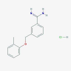 molecular formula C15H17ClN2O B1421430 3-(2-甲基苯氧甲基)苯-1-甲酰亚胺酰胺盐酸盐 CAS No. 1221722-50-4