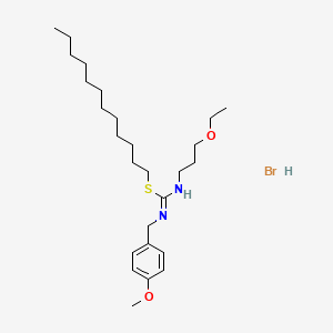 molecular formula C26H47BrN2O2S B1421438 N-[(十二烷基硫烷基)({[(4-甲氧基苯基)甲基]氨基})亚甲基]-3-乙氧基丙-1-胺氢溴酸盐 CAS No. 1235441-80-1