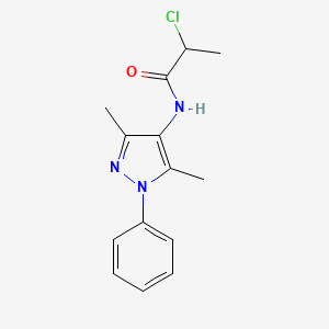 molecular formula C14H16ClN3O B1421446 2-氯-N-(3,5-二甲基-1-苯基-1H-吡唑-4-基)丙酰胺 CAS No. 1221722-97-9