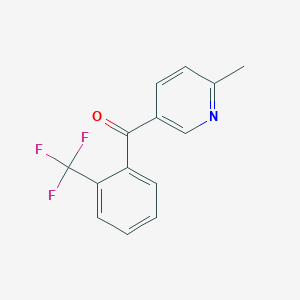 molecular formula C14H10F3NO B1421528 2-甲基-5-(2-三氟甲基苯甲酰)吡啶 CAS No. 1187166-87-5