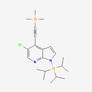 molecular formula C21H33ClN2Si2 B1421551 5-Chloro-1-(triisopropylsilyl)-4-((trimethylsilyl)-ethynyl)-1H-pyrrolo[2,3-b]pyridine CAS No. 1261365-96-1