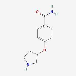 molecular formula C11H14N2O2 B1421555 4-(Pyrrolidin-3-yloxy)benzamide CAS No. 28490-66-6