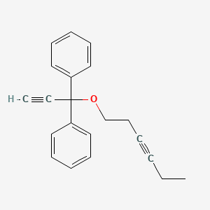 B14215647 Benzene, 1,1'-[1-(3-hexynyloxy)-2-propynylidene]bis- CAS No. 827605-94-7