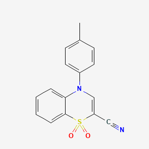 molecular formula C16H12N2O2S B1421593 4-(4-methylphenyl)-4H-1,4-benzothiazine-2-carbonitrile 1,1-dioxide CAS No. 1291832-37-5