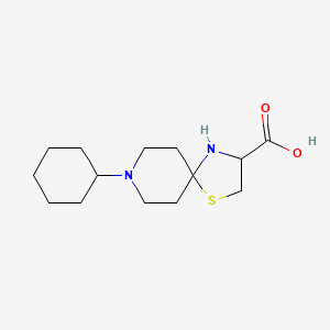 molecular formula C14H24N2O2S B1421606 8-Cyclohexyl-1-thia-4,8-diazaspiro[4.5]decane-3-carboxylic acid CAS No. 1236255-43-8