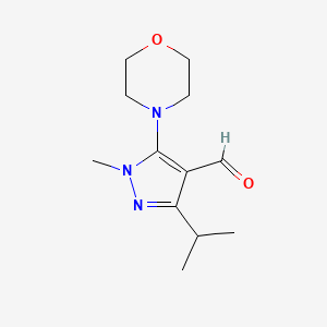 molecular formula C12H19N3O2 B1421612 1-methyl-5-(morpholin-4-yl)-3-(propan-2-yl)-1H-pyrazole-4-carbaldehyde CAS No. 1258650-64-4
