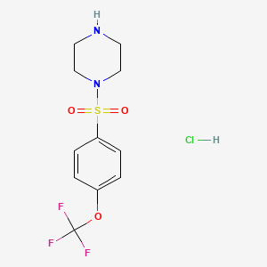 molecular formula C11H14ClF3N2O3S B1421638 1-[4-(Trifluoromethoxy)benzenesulfonyl]piperazine hydrochloride CAS No. 1181458-28-5