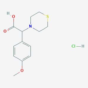 B1421647 2-(4-Methoxyphenyl)-2-thiomorpholinoacetic acid hydrochloride CAS No. 1214094-90-2