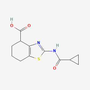 molecular formula C12H14N2O3S B1421675 2-[(Cyclopropylcarbonyl)amino]-4,5,6,7-tetrahydro-1,3-benzothiazole-4-carboxylic acid CAS No. 1219827-94-7
