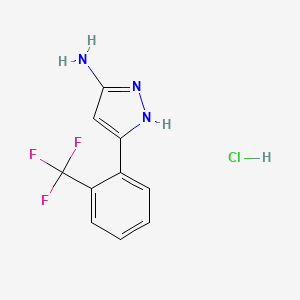 molecular formula C10H9ClF3N3 B1421679 5-[2-(trifluoromethyl)phenyl]-1H-pyrazol-3-amine;hydrochloride CAS No. 1290901-36-8