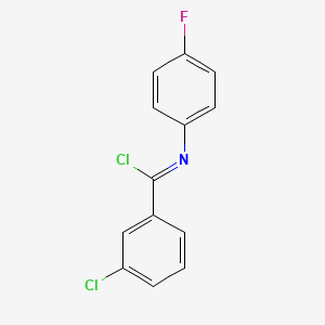 3-Chloro-N-(4-fluorophenyl)benzene-1-carboximidoyl chloride