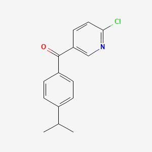 molecular formula C15H14ClNO B1421752 2-Chloro-5-(4-isopropylbenzoyl)pyridine CAS No. 1187169-32-9