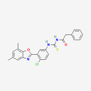 N-{[4-chloro-3-(5,7-dimethyl-1,3-benzoxazol-2-yl)phenyl]carbamothioyl}-2-phenylacetamide