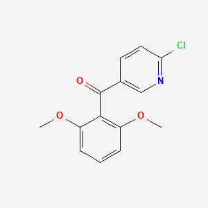 molecular formula C14H12ClNO3 B1421773 2-Chloro-5-(2,6-dimethoxybenzoyl)pyridine CAS No. 1187168-44-0