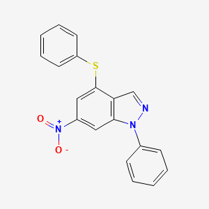 1H-Indazole, 6-nitro-1-phenyl-4-(phenylthio)-