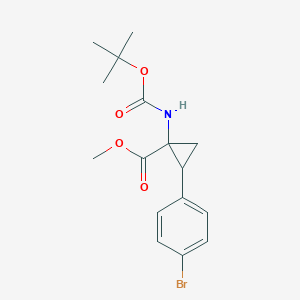 molecular formula C16H20BrNO4 B1421795 Methyl 2-(4-bromophenyl)-1-(boc-amino)cyclopropanecarboxylate CAS No. 1092460-42-8