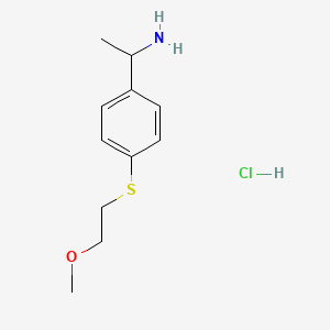 molecular formula C11H18ClNOS B1421885 1-{4-[(2-Methoxyethyl)sulfanyl]phenyl}ethan-1-amine hydrochloride CAS No. 1258650-79-1