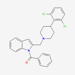 molecular formula C27H24Cl2N2O B14219074 (2-{[4-(2,6-Dichlorophenyl)piperidin-1-yl]methyl}-1H-indol-1-yl)(phenyl)methanone CAS No. 827016-84-2