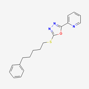 2-{5-[(5-Phenylpentyl)sulfanyl]-1,3,4-oxadiazol-2-YL}pyridine