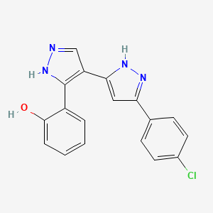 6-{4-[5-(4-Chlorophenyl)-1,2-dihydro-3H-pyrazol-3-ylidene]-2,4-dihydro-3H-pyrazol-3-ylidene}cyclohexa-2,4-dien-1-one