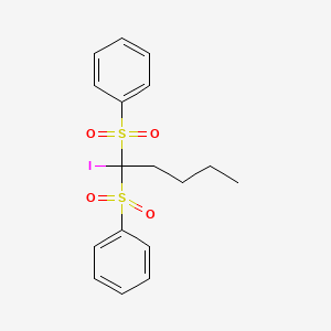 molecular formula C17H19IO4S2 B14219901 1,1'-[(1-Iodopentane-1,1-diyl)disulfonyl]dibenzene CAS No. 828250-20-0