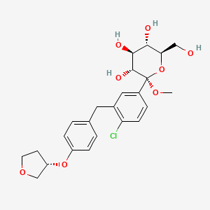 molecular formula C24H29ClO8 B1421997 (2S,3R,4S,5S,6R)-2-(3-(4-((S)-四氢呋喃-3-基氧基)苄基)-4-氯苯基)-四氢-6-(羟甲基)-2-甲氧基-2H-吡喃-3,4,5-三醇 CAS No. 1279691-36-9