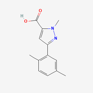 molecular formula C13H14N2O2 B1422025 5-(2,5-Dimethylphenyl)-2-methylpyrazole-3-carboxylic acid CAS No. 1245087-46-0