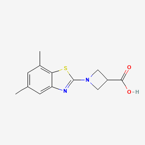molecular formula C13H14N2O2S B1422045 1-(5,7-二甲基-1,3-苯并噻唑-2-基)氮杂环丁-3-羧酸 CAS No. 1283108-10-0