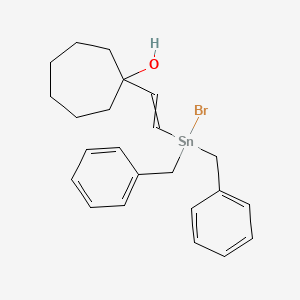 1-{2-[Dibenzyl(bromo)stannyl]ethenyl}cycloheptan-1-ol