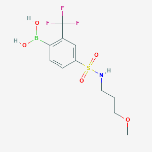 molecular formula C11H15BF3NO5S B1422082 4-(N-(3-甲氧基丙基)磺酰氨基)-2-三氟甲基苯硼酸 CAS No. 1402238-35-0