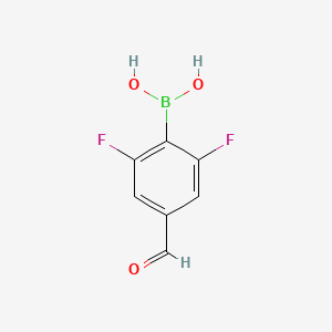 molecular formula C7H5BF2O3 B1422098 (2,6-二氟-4-甲酰苯基)硼酸 CAS No. 871125-93-8