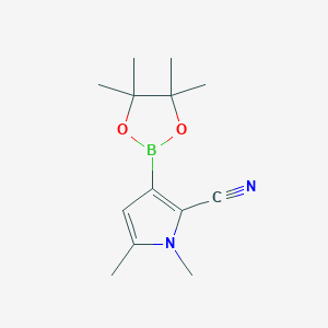 molecular formula C13H19BN2O2 B1422102 1,5-二甲基-3-(4,4,5,5-四甲基-1,3,2-二氧杂硼环-2-基)-1H-吡咯-2-腈 CAS No. 863868-49-9