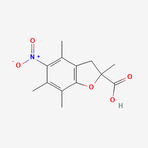 molecular formula C13H15NO5 B14221907 2,4,6,7-Tetramethyl-5-nitro-2,3-dihydro-1-benzofuran-2-carboxylic acid CAS No. 784163-71-9