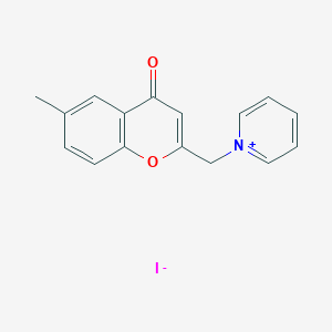 B14221951 Pyridinium, 1-[(6-methyl-4-oxo-4H-1-benzopyran-2-yl)methyl]-, iodide CAS No. 562835-29-4