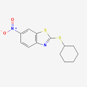 molecular formula C13H14N2O2S2 B1422244 2-(Cyclohexylthio)-6-nitro-1,3-benzothiazole CAS No. 66778-16-3