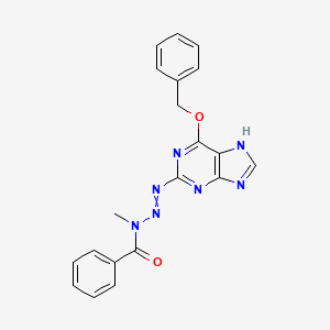 molecular formula C20H17N7O2 B14222473 1H-Purine, 2-(3-benzoyl-3-methyl-1-triazenyl)-6-(phenylmethoxy)- CAS No. 825615-18-7