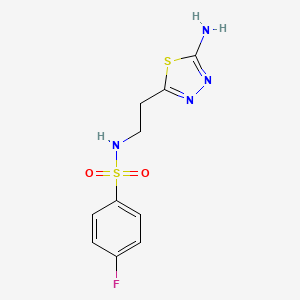 molecular formula C10H11FN4O2S2 B1422250 N-[2-(5-氨基-1,3,4-噻二唑-2-基)乙基]-4-氟苯磺酰胺 CAS No. 1199215-80-9