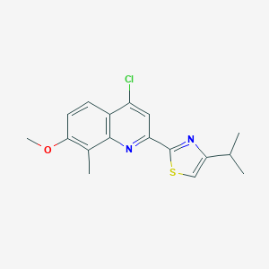 molecular formula C17H17ClN2OS B1422274 2-(4-Chloro-7-methoxy-8-methylquinolin-2-yl)-4-isopropylthiazole CAS No. 1193272-59-1