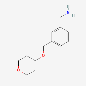 molecular formula C13H19NO2 B1422279 {3-[(Oxan-4-yloxy)methyl]phenyl}methanamine CAS No. 1251264-15-9