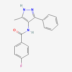 molecular formula C17H14FN3O B14222954 4-fluoro-N-(5-methyl-3-phenyl-1H-pyrazol-4-yl)benzamide CAS No. 824969-05-3