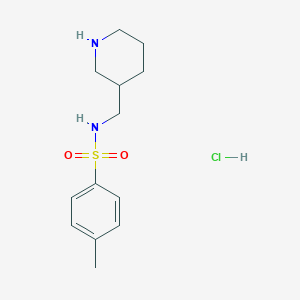 molecular formula C13H21ClN2O2S B1422302 4-methyl-N-(piperidin-3-ylmethyl)benzene-1-sulfonamide hydrochloride CAS No. 1240529-27-4