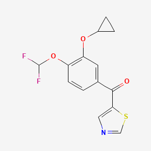 molecular formula C14H11F2NO3S B14223063 [3-(Cyclopropyloxy)-4-(difluoromethoxy)phenyl](1,3-thiazol-5-yl)methanone CAS No. 648929-19-5