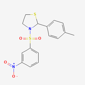 2-(4-Methylphenyl)-3-(3-nitrobenzene-1-sulfonyl)-1,3-thiazolidine